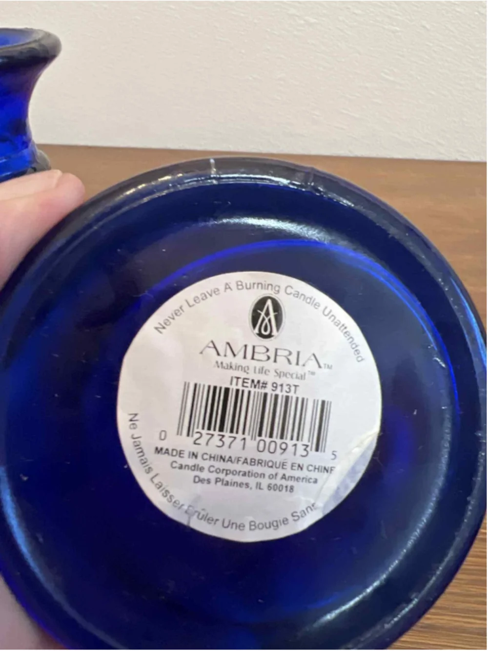 Pair of Cobalt Blue Glass Candlesticks 7” Ambria Candle Holders Modern Taper